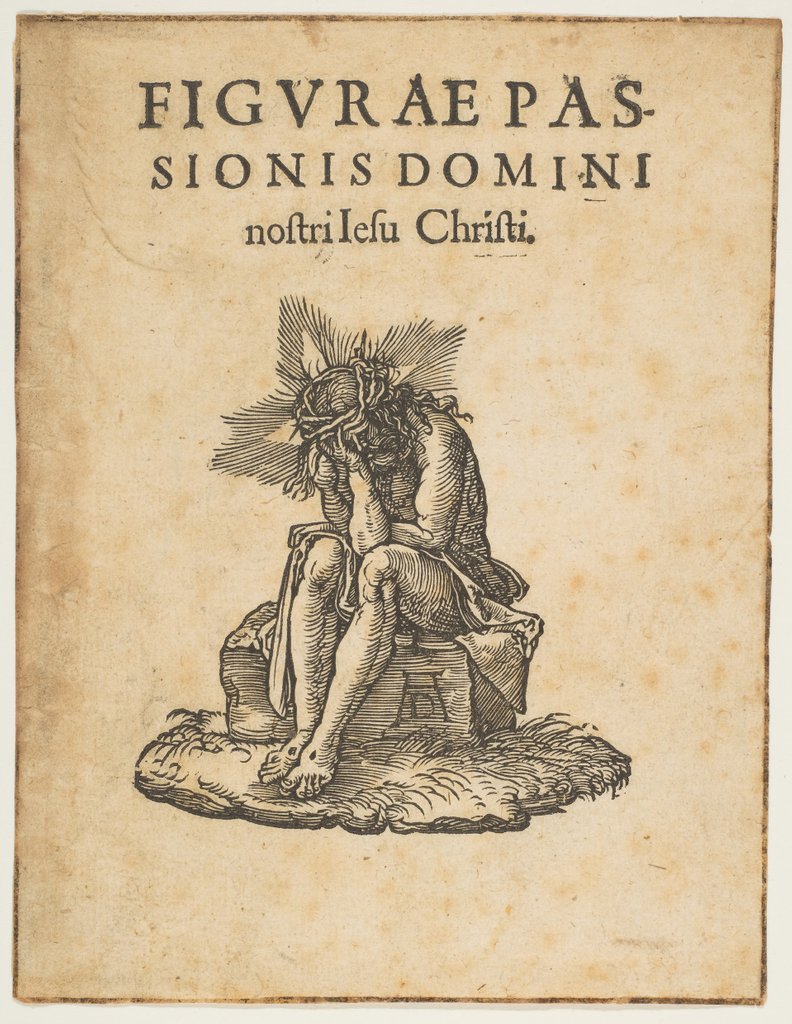 Detail of The Man of Sorrows Seated, title page of The Small Passion by Johann Mommard