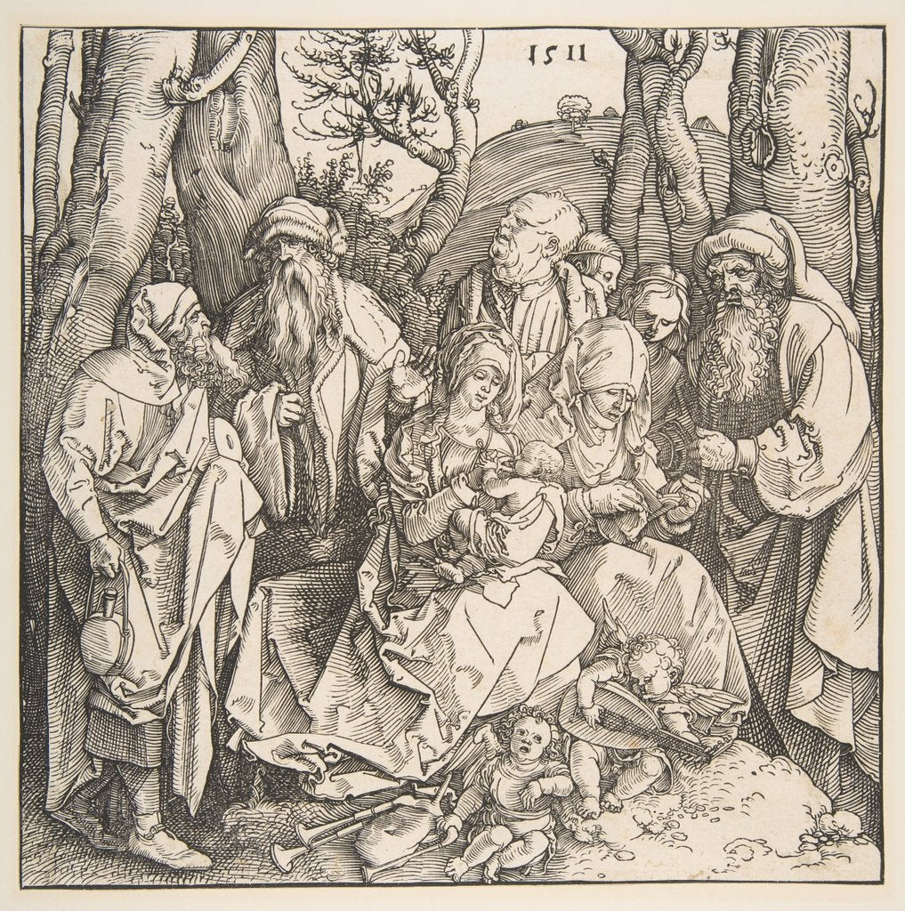 Detail of The Holy Family with Saints and Two Musical Angels, 1511 by Albrecht Dürer
