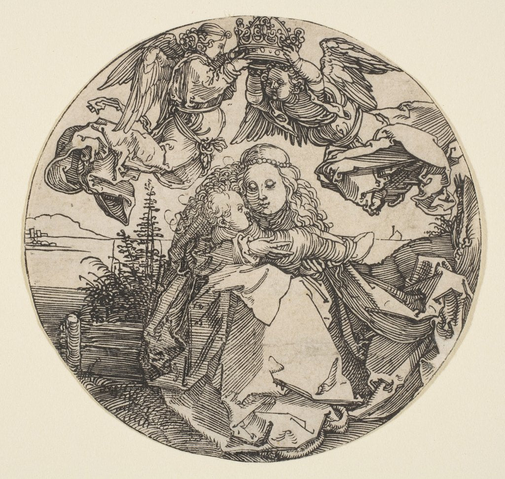 Detail of The Virgin and Child Crowned by Two Angels above a Landscape, ca. 1504 by Albrecht Dürer