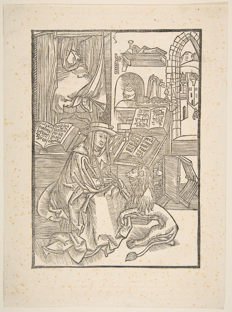 Detail of Saint Jerome Extracting a Thorn from the Lion's Foot, Lyons, 1508 by Unknown