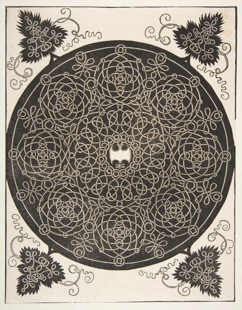 Detail of 'The Third Knot'. Interlaced Roundel with Eight Wreaths and a Scalloped Shield in i…, 1521 before by Albrecht Dürer