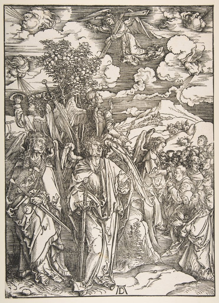 Detail of Angels Restraining the Four Winds by Albrecht Dürer