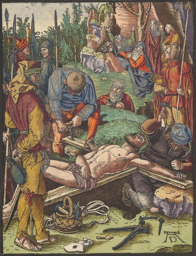 Detail of Christ Nailed to the Cross, from the Small Woodcut Passion by Albrecht Dürer