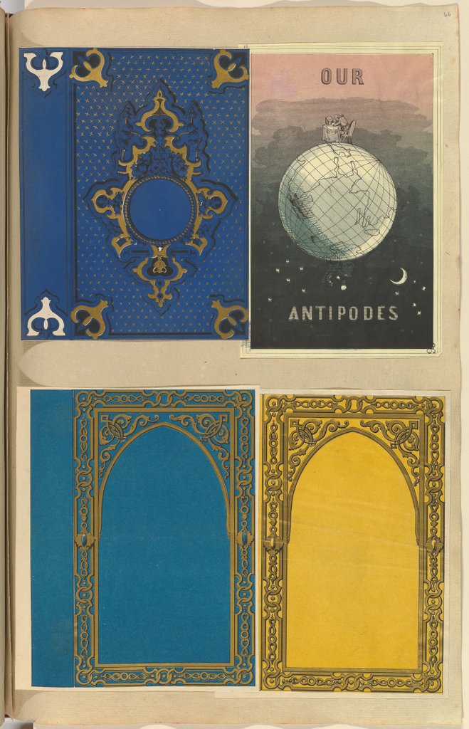 Detail of Four Lithographed Bookcovers, One for Our Antipodes, 1845-70 by Alfred Crowquill