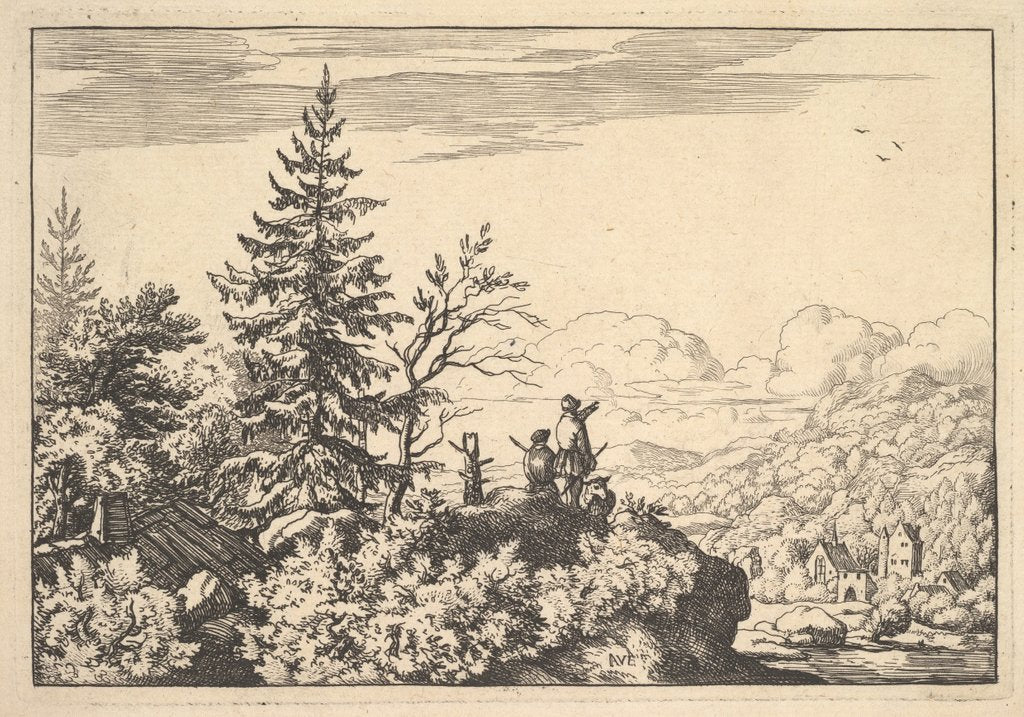 Detail of Two Men on a Rock Terrace by Allart van Everdingen