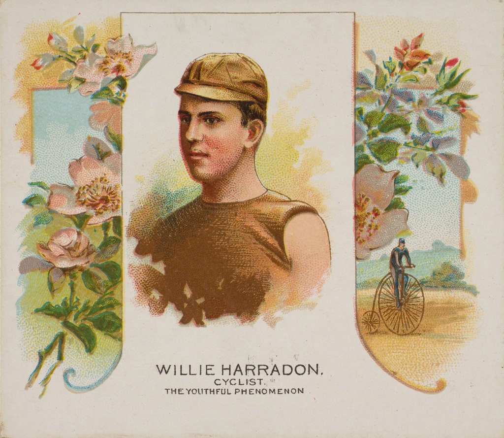 Detail of Willie Harradon, Cyclist, The Youthful Phenomenon, from World's Champions, Second Serie by Allen & Ginter