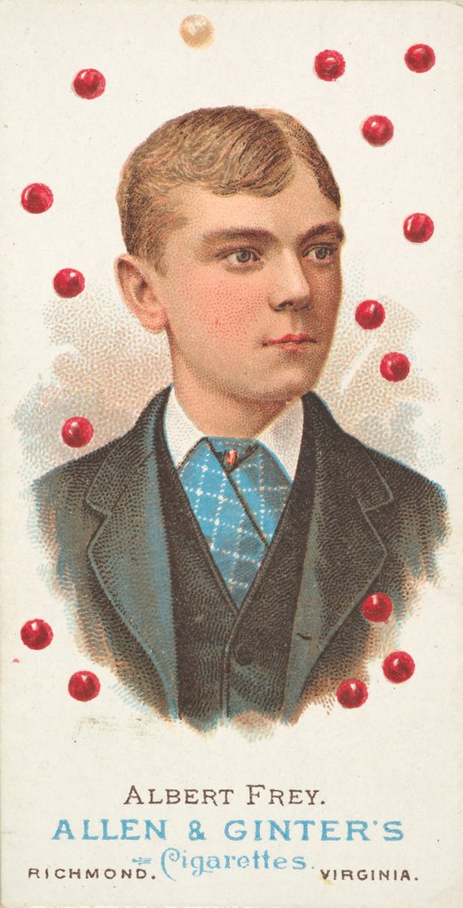 Detail of Albert Frey, Pool Player, from World's Champions, Series 1 for Allen & Ginter Cigare…, 1887 by Allen & Ginter