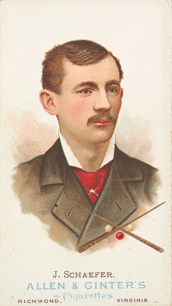 Detail of Jacob Schaefer, Billiard Player, from World's Champions, Series 1 for Allen & Ginter…, 1887 by Allen & Ginter