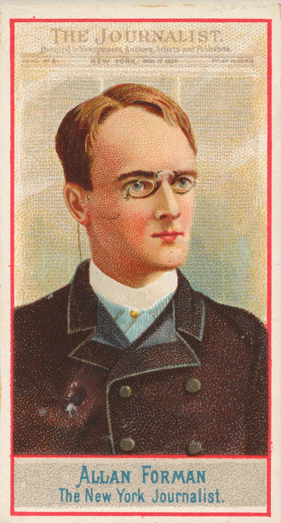 Detail of Allan Forman, The New York Journalist, from the American Editors series for Allen & G…, 1887 by Allen & Ginter