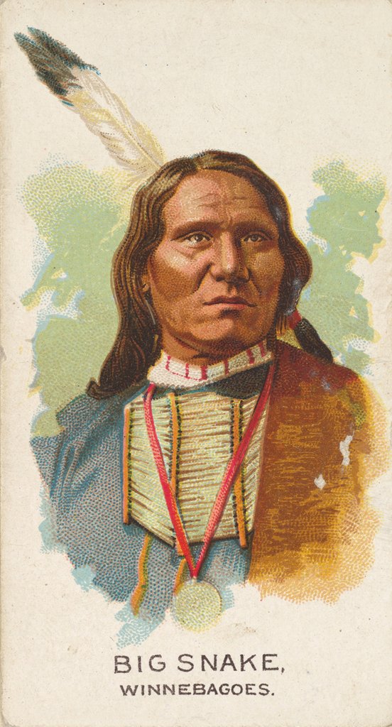 Detail of Big Snake, Winnebagoes, from the American Indian Chiefs series for Allen & Ginter Cig…, 1888 by Allen & Ginter