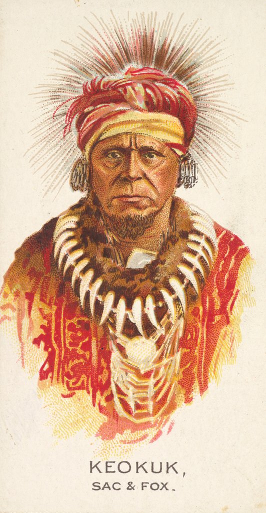 Detail of Keokuk, Sac and Fox, from the American Indian Chiefs series for Allen & Ginter Cigare…, 1888 by Allen & Ginter