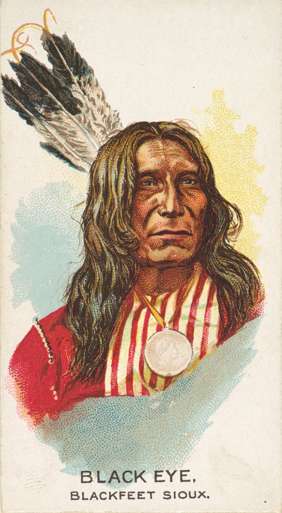 Detail of Black Eye, Blackfeet Sioux, from the American Indian Chiefs series for Allen & Ginter…, 1888 by Allen & Ginter