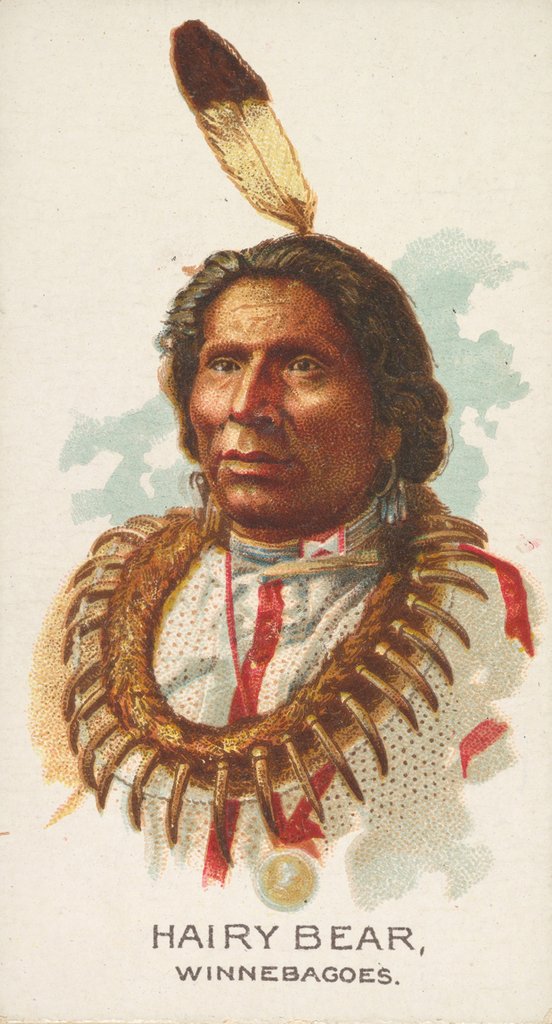 Detail of Hairy Bear, Winnebagoes, from the American Indian Chiefs series for Allen & Ginter Ci…, 1888 by Allen & Ginter