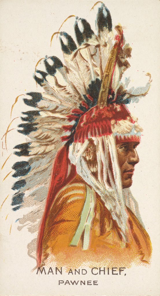 Detail of Man and Chief, Pawnee, from the American Indian Chiefs series for Allen & Ginter Ciga…, 1888 by Allen & Ginter