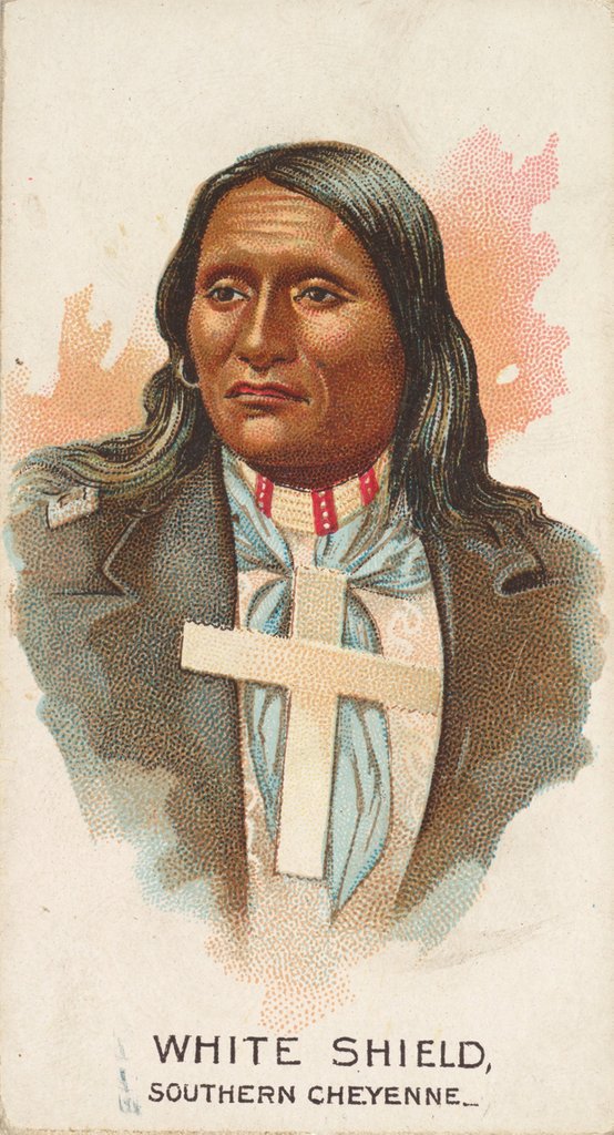 Detail of White Shield, Southern Cheyenne, from the American Indian Chiefs series for Allen & G…, 1888 by Allen & Ginter