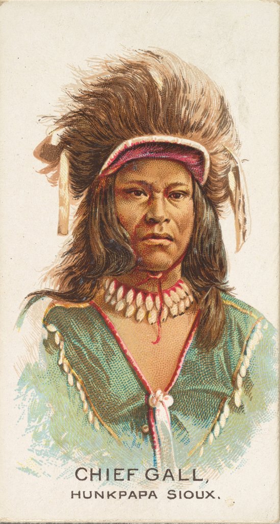 Detail of Chief Gall, Hunkpapa Sioux, from the American Indian Chiefs series for Allen & Ginter…, 1888 by Allen & Ginter