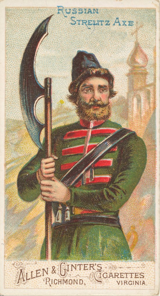 Detail of Russian Strelitz Axe, from the Arms of All Nations series for Allen & Ginter Cigarett…, 1887 by Allen & Ginter