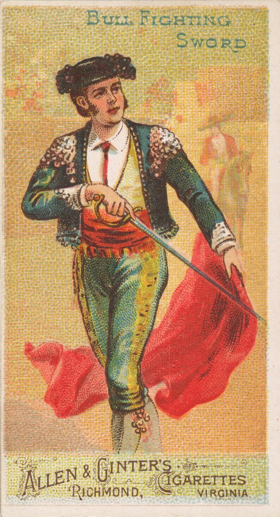Detail of Bull Fighting Sword, from the Arms of All Nations series for Allen & Ginter Cigarette…, 1887 by Allen & Ginter