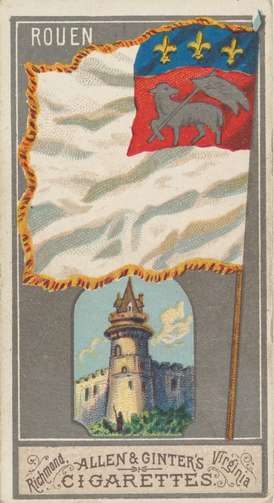 Detail of Rouen, from the City Flags series for Allen & Ginter Cigarettes Brands, 1887 by Allen & Ginter
