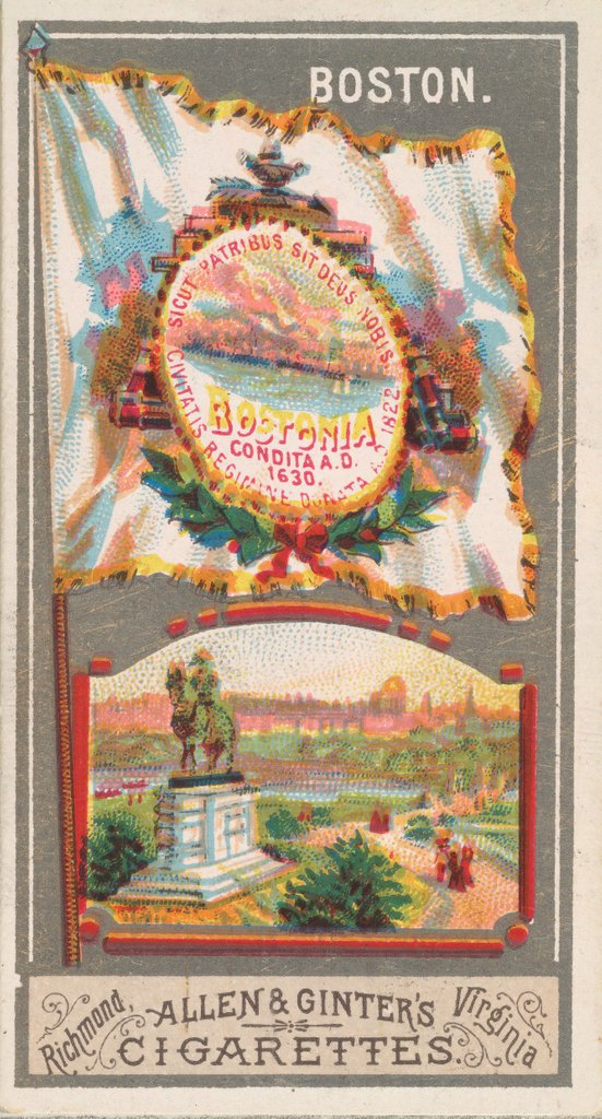 Detail of Boston, from the City Flags series for Allen & Ginter Cigarettes Brands, 1887 by Allen & Ginter