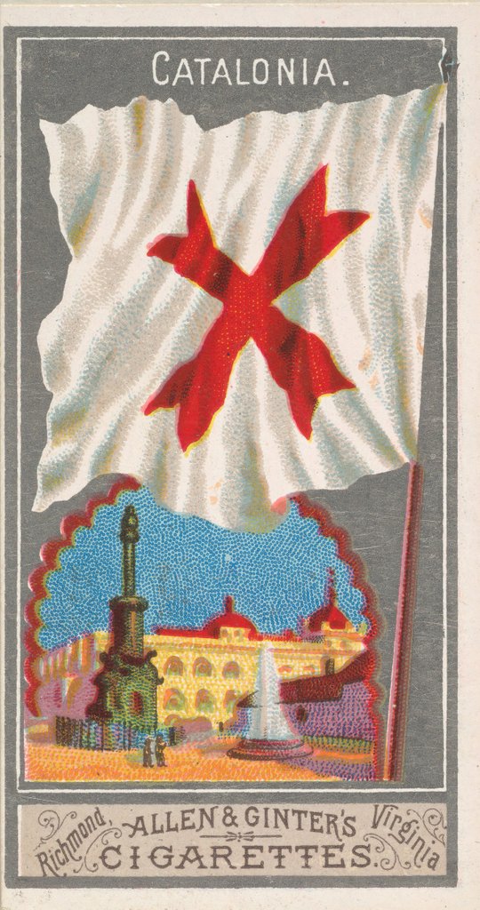 Detail of Catalonia, from the City Flags series for Allen & Ginter Cigarettes Brands, 1887 by Allen & Ginter