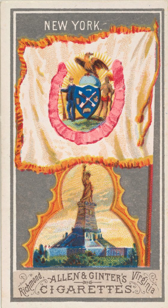 Detail of New York, from the City Flags series for Allen & Ginter Cigarettes Brands, 1887 by Allen & Ginter
