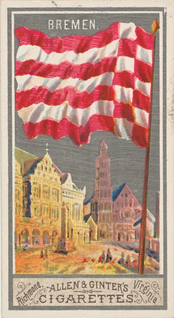 Detail of Bremen, from the City Flags series for Allen & Ginter Cigarettes Brands, 1887 by Allen & Ginter