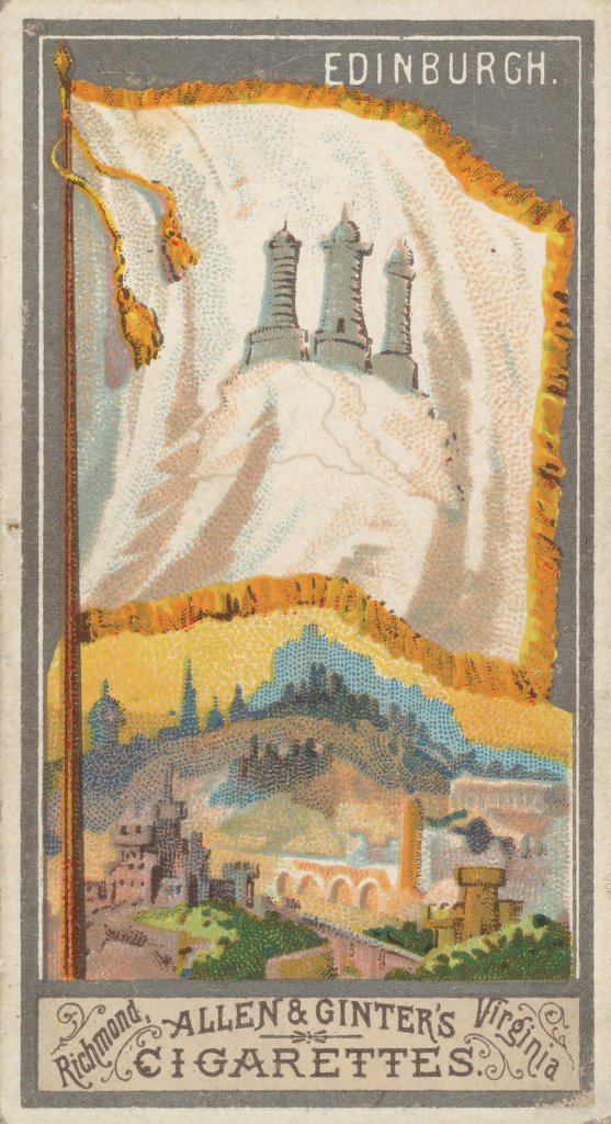 Detail of Edinburgh, from the City Flags series for Allen & Ginter Cigarettes Brands, 1887 by Allen & Ginter