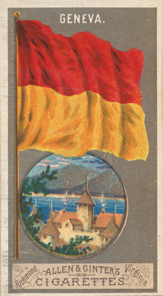 Detail of Geneva, from the City Flags series for Allen & Ginter Cigarettes Brands, 1887 by Allen & Ginter