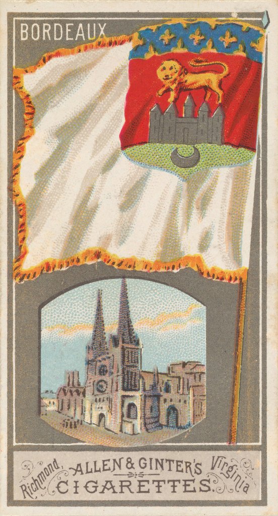 Detail of Bordeaux, from the City Flags series for Allen & Ginter Cigarettes Brands, 1887 by Allen & Ginter
