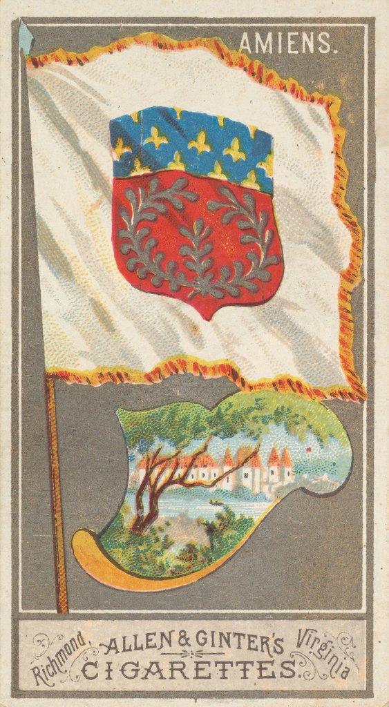 Detail of Amiens, from the City Flags series for Allen & Ginter Cigarettes Brands, 1887 by Allen & Ginter