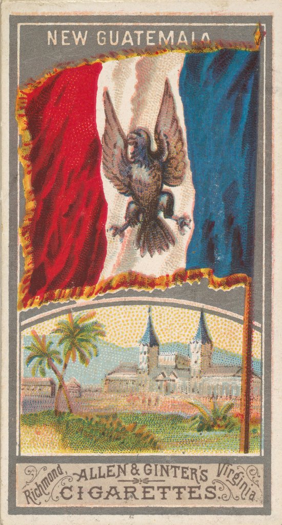 Detail of New Guatemala, from the City Flags series for Allen & Ginter Cigarettes Brands, 1887 by Allen & Ginter