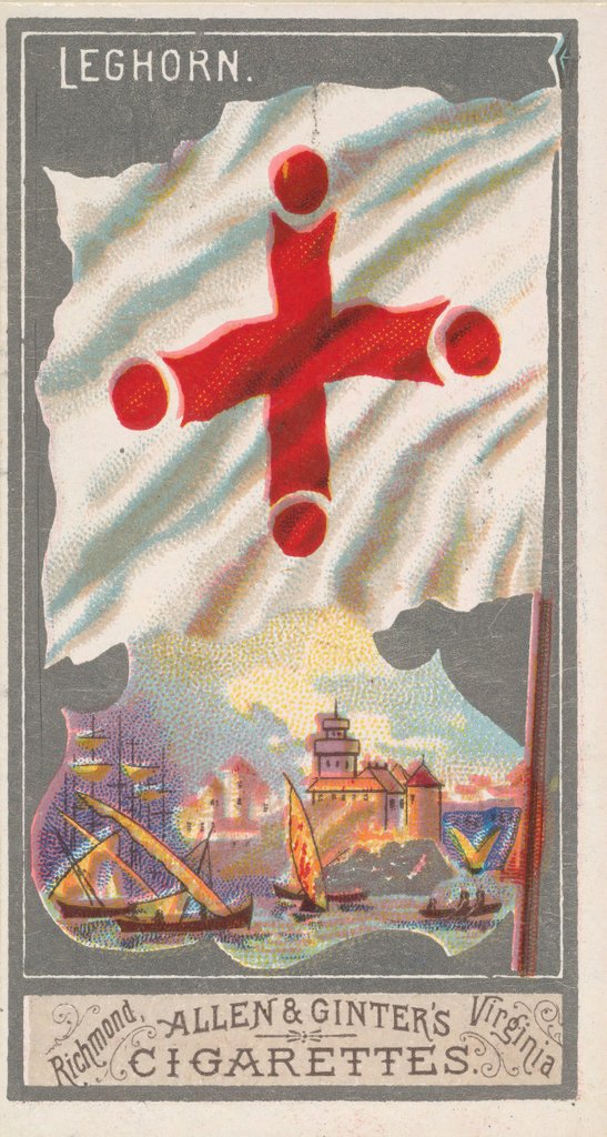 Detail of Leghorn, from the City Flags series for Allen & Ginter Cigarettes Brands, 1887 by Allen & Ginter