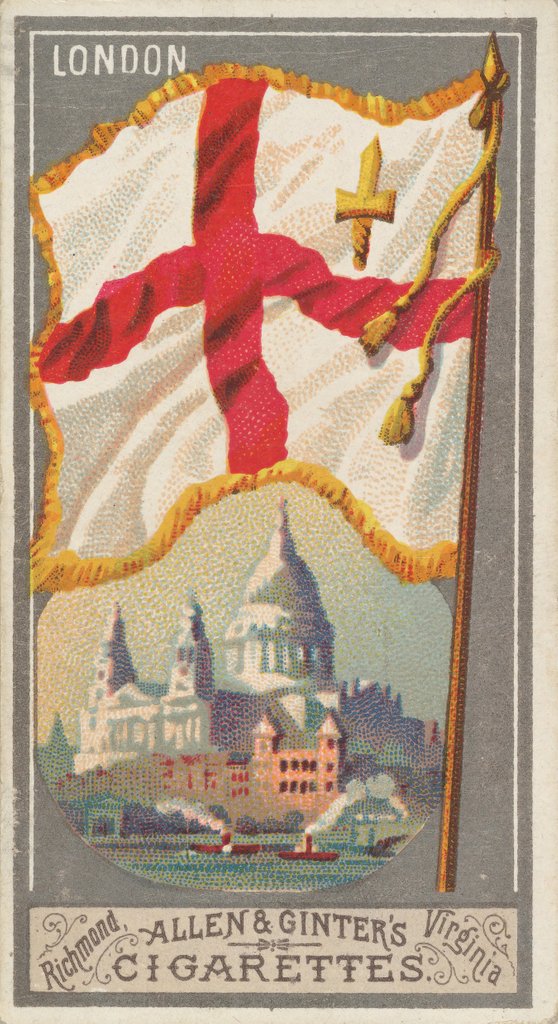 Detail of London, from the City Flags series for Allen & Ginter Cigarettes Brands, 1887 by Allen & Ginter