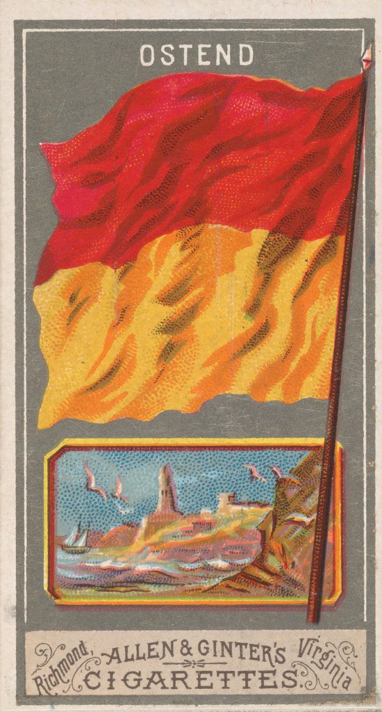 Detail of Ostend, from the City Flags series for Allen & Ginter Cigarettes Brands, 1887 by Allen & Ginter