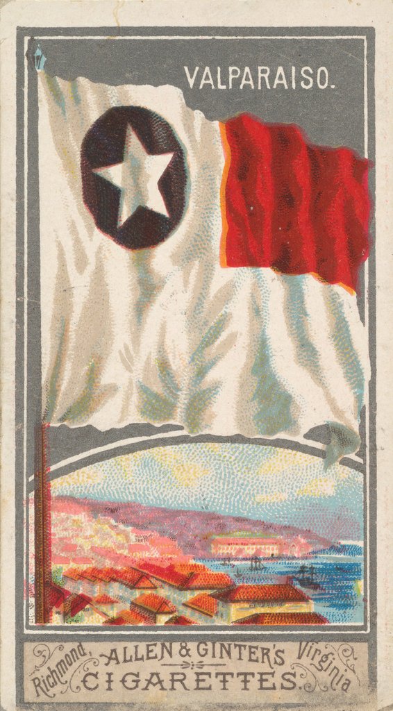 Detail of Valparaiso, from the City Flags series for Allen & Ginter Cigarettes Brands, 1887 by Allen & Ginter
