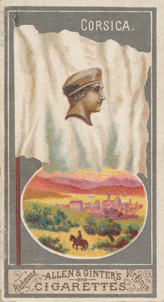 Detail of Corsica, from the City Flags series for Allen & Ginter Cigarettes Brands, 1887 by Allen & Ginter