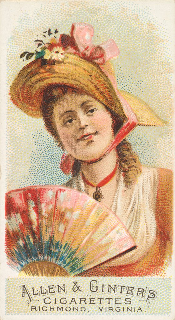 Detail of Plate 5, from the Fans of the Period series for Allen & Ginter Cigarettes Brands, 1889 by Allen & Ginter