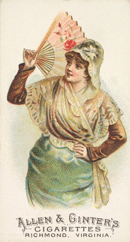Detail of Plate 22, from the Fans of the Period series for Allen & Ginter Cigarettes Brands, 1889 by Allen & Ginter