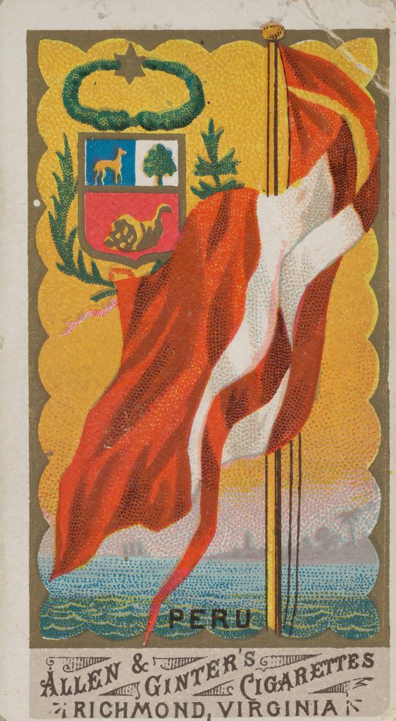 Detail of Peru, from Flags of All Nations, Series 1 for Allen & Ginter Cigarettes Brands, 1887 by Allen & Ginter