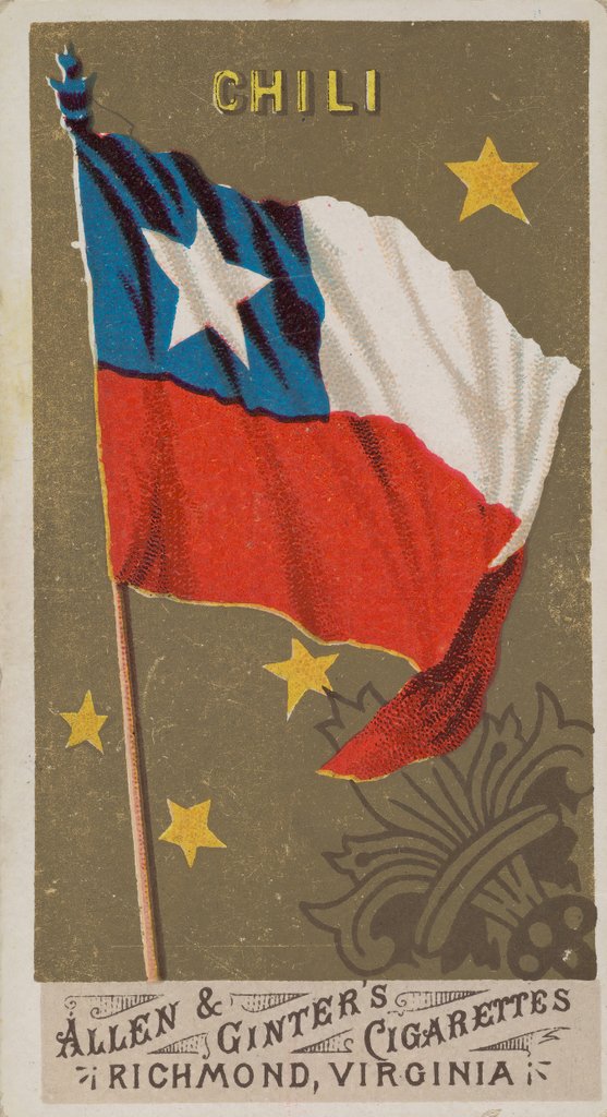Detail of Chile, from Flags of All Nations, Series 1 for Allen & Ginter Cigarettes Brands, 1887 by Allen & Ginter