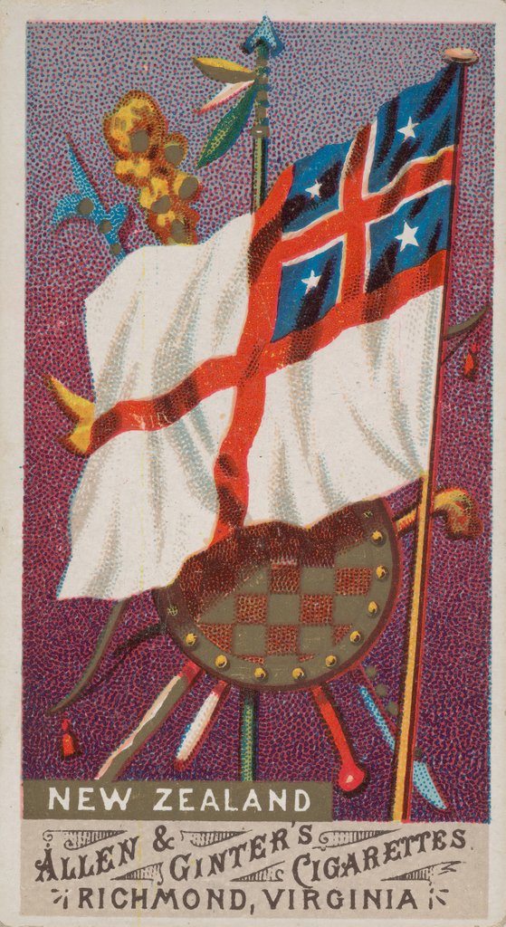 Detail of New Zealand, from Flags of All Nations, Series 1 for Allen & Ginter Cigarettes Brands, 1887 by Allen & Ginter