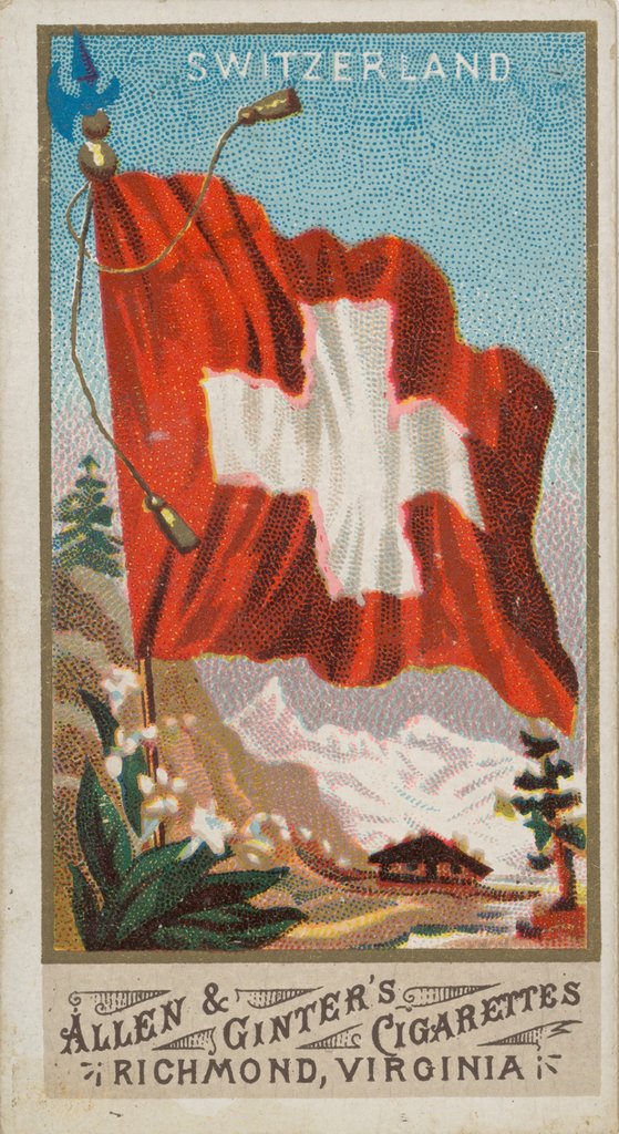 Detail of Switzerland, from Flags of All Nations, Series 1 for Allen & Ginter Cigarettes Brands, 1887 by Allen & Ginter