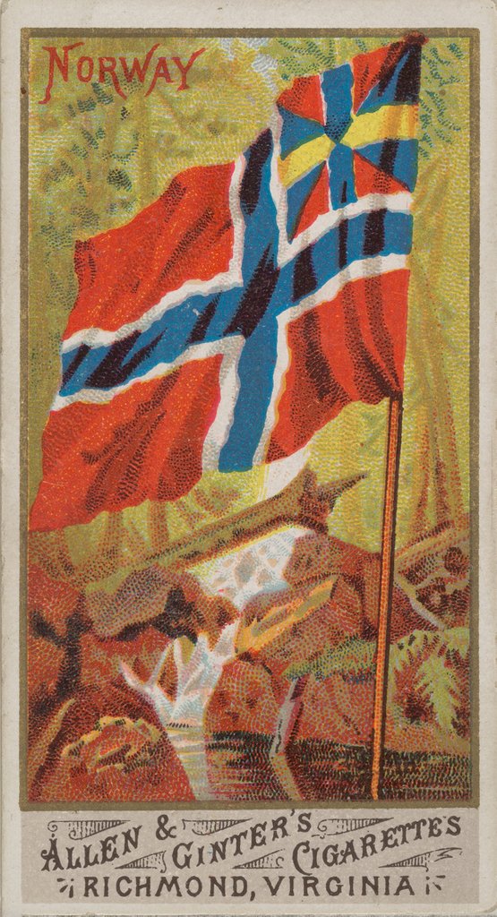 Detail of Norway, from Flags of All Nations, Series 1 for Allen & Ginter Cigarettes Brands, 1887 by Allen & Ginter