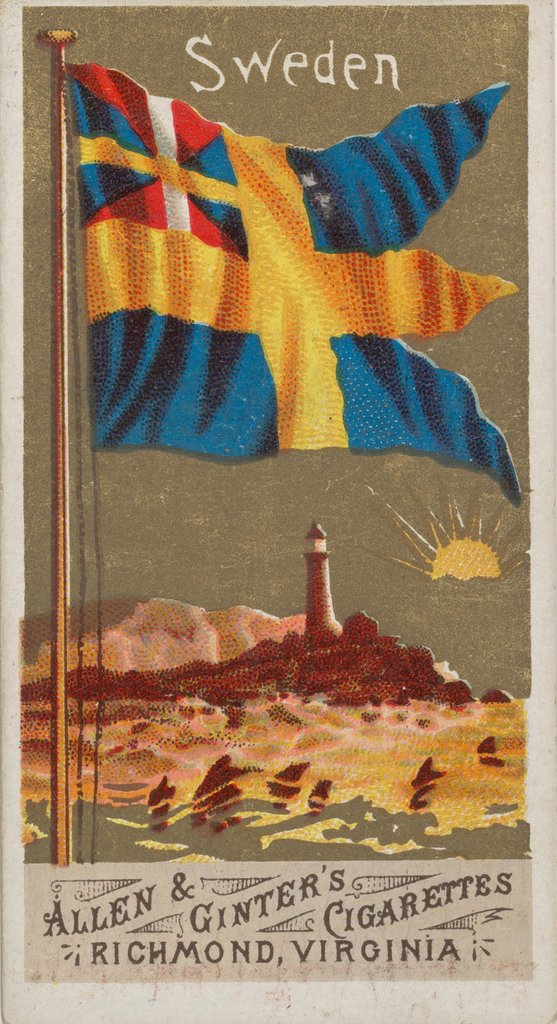 Detail of Sweden, from Flags of All Nations, Series 1 for Allen & Ginter Cigarettes Brands, 1887 by Allen & Ginter