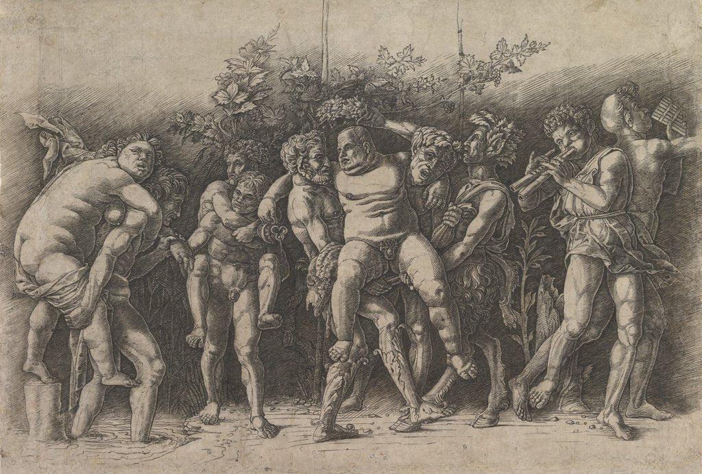 Detail of Bacchanal with Silenus; a frieze composition with ten figures around Silenus who is…, early 1470s by Andrea Mantegna