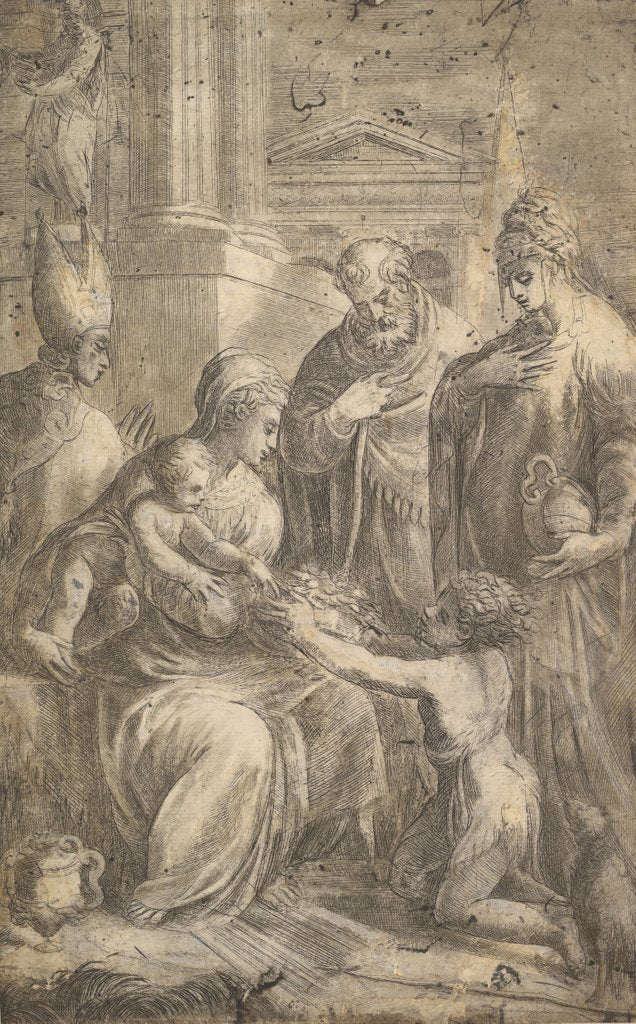 Detail of Various Saints Witnessing John the Baptist's Homage to the Infant Christ by Andrea Schiavone