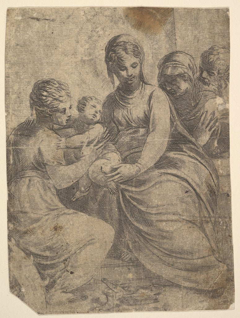 Detail of The Virgin and Child accompanied by saints, ca. 1550 by Andrea Schiavone