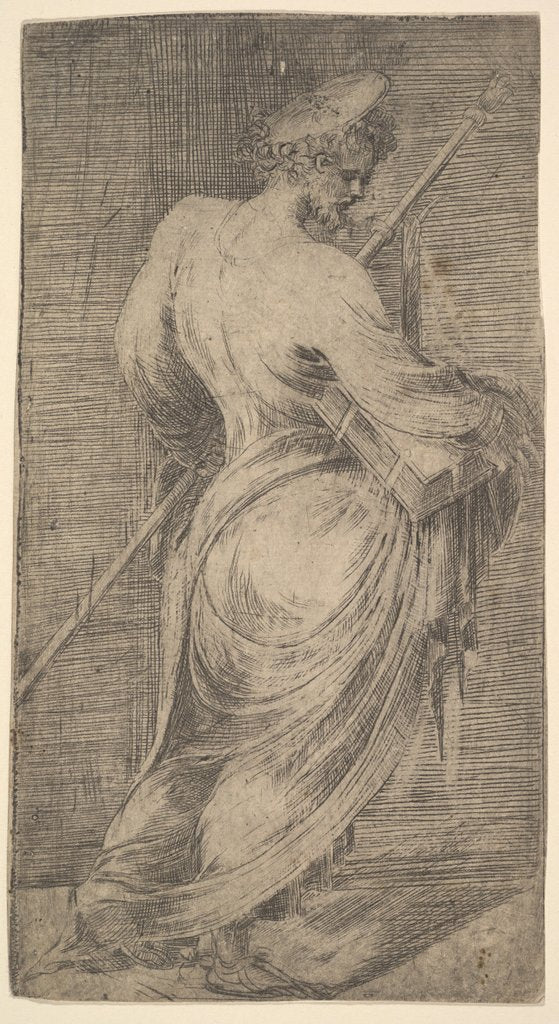 Detail of Saint James Major holding a staff and a book facing right, from 'Christ and the Apo…, ca. 1548-50 by Andrea Schiavone