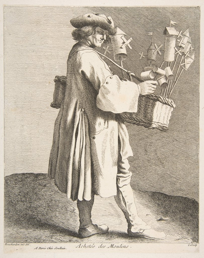 Detail of Whirligig Peddler, 1742 by Caylus